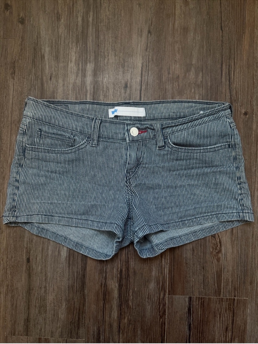 Levi's Navy and White Pinstripe Denim Shorts